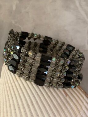 Black and AB Crystal Hematite Magnetic Wrap Bracelet